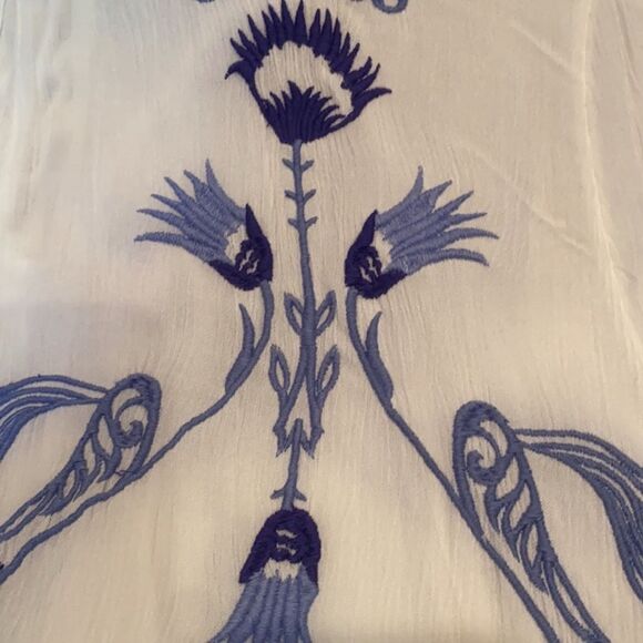 Free People NWOT White and Blue Embroidered Dress Sz M - Picture 9 of 11